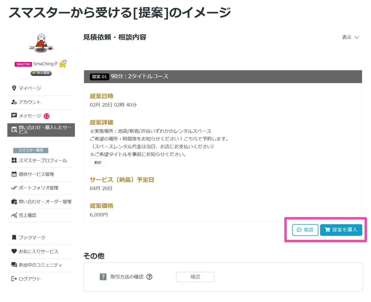 スマスターから受ける[提案]のイメージ