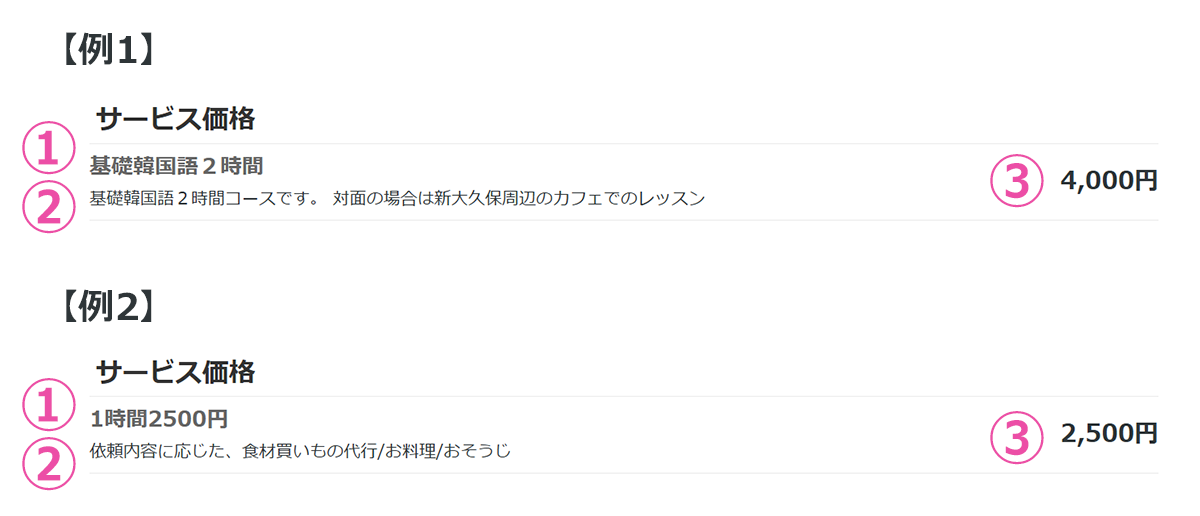 参考価格：サービス価格